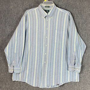 Surrey Long Sleeve Button Down Shirt 18.5 34/35 Men's Cotton Blend Striped